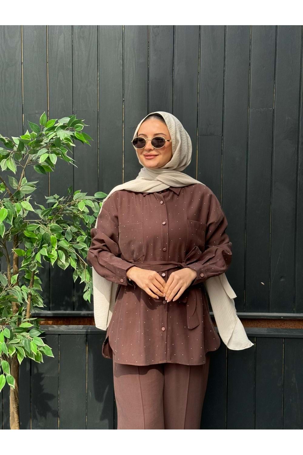 VELVET TAKIM - KAHVERENGİ - L-XL