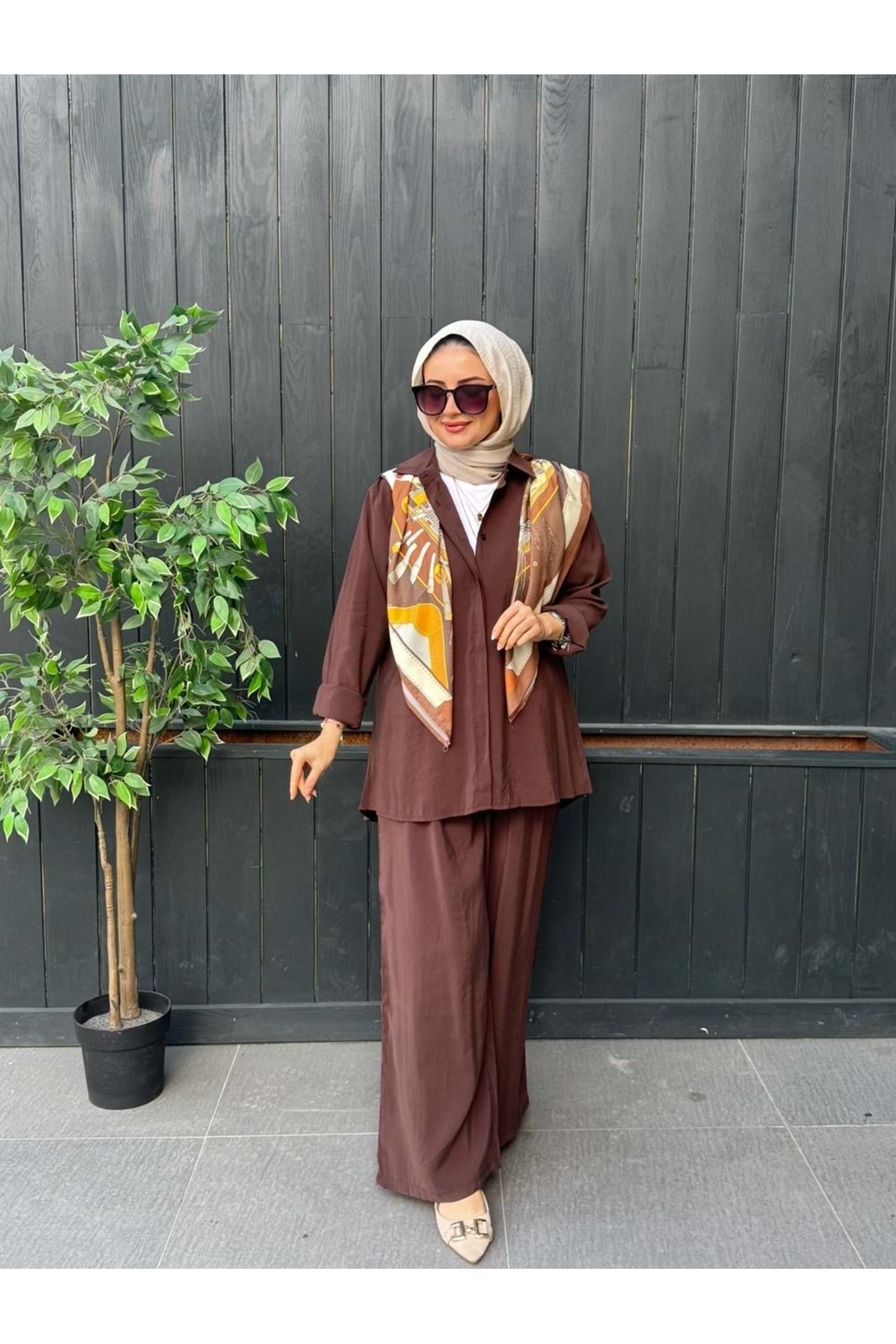 EŞARP TAKIM - KAHVERENGİ - S-M