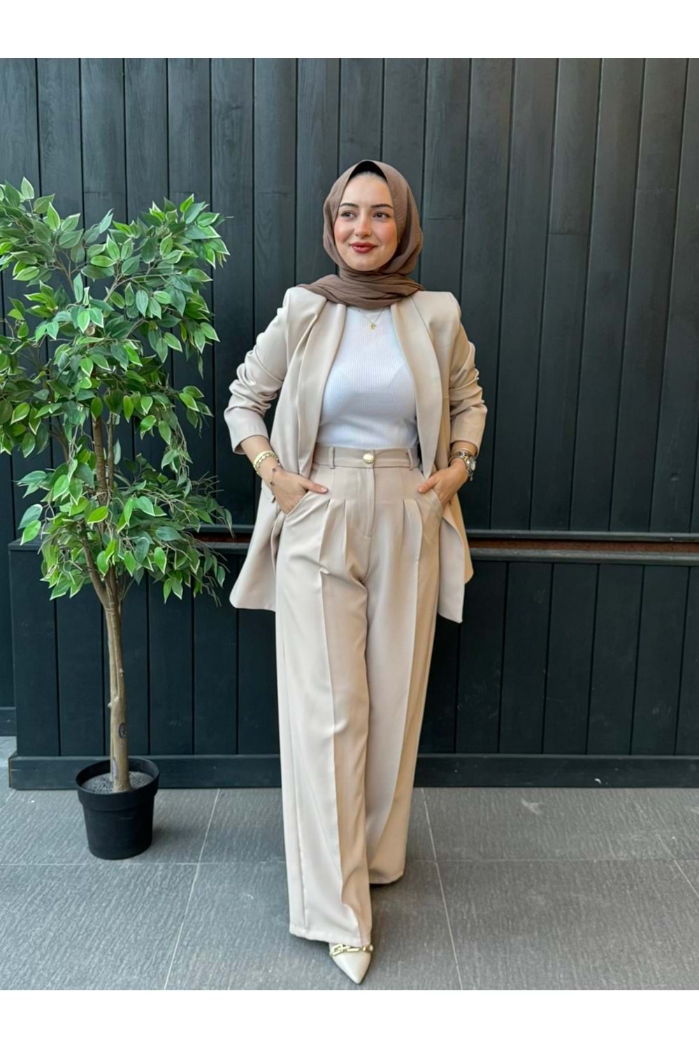 PALAZZO PANTOLON - KREM - 1