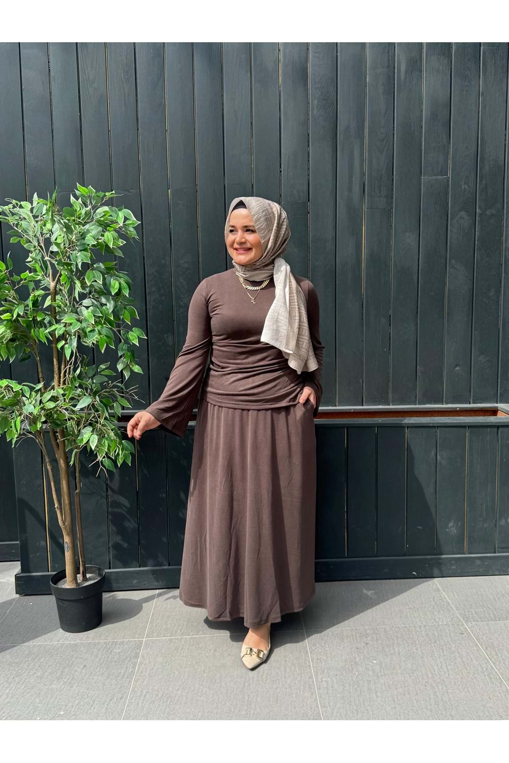 MİRA TAKIM - KAHVERENGİ - S-M