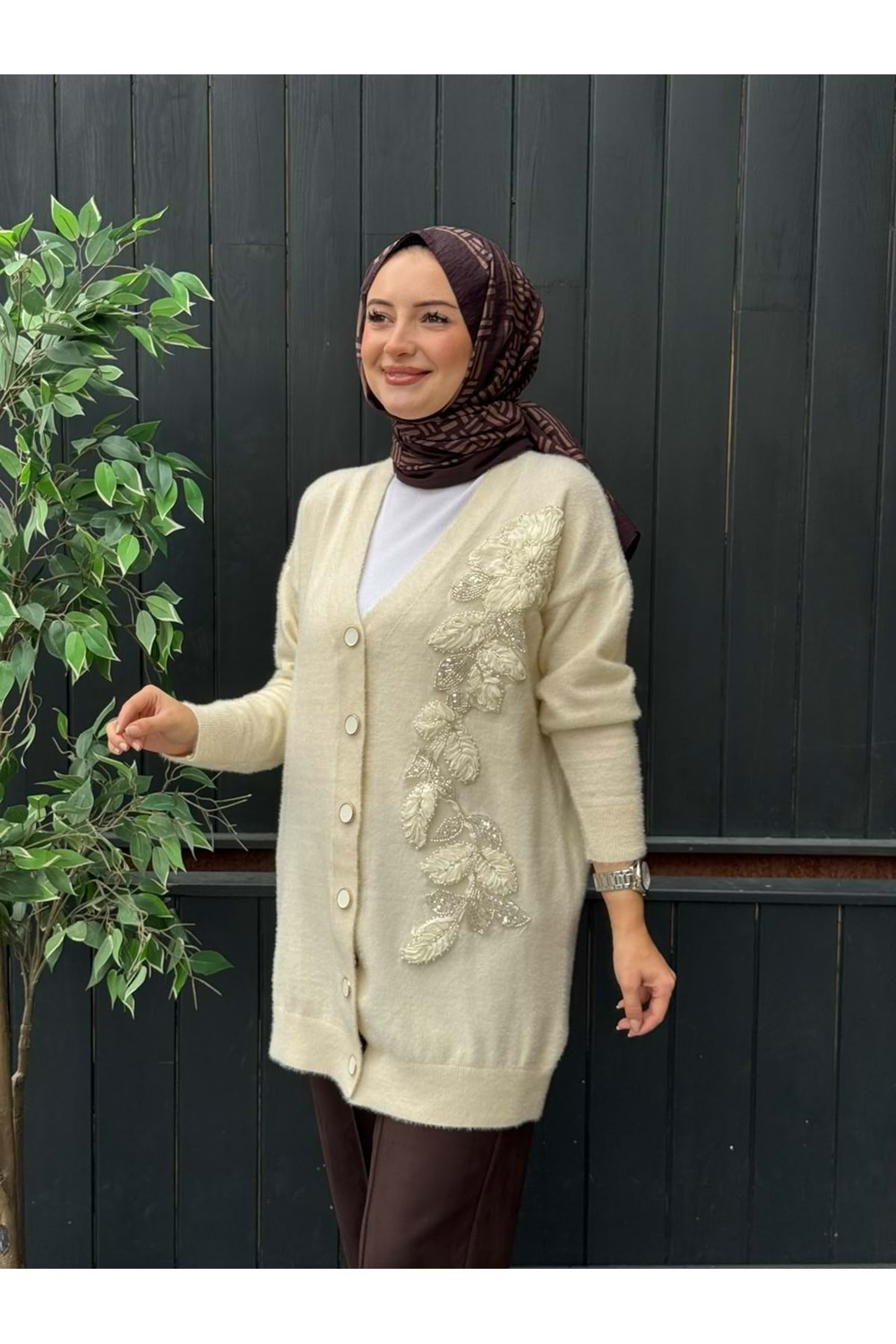 LUNA YAPRAK HIRKA - EKRU - STD