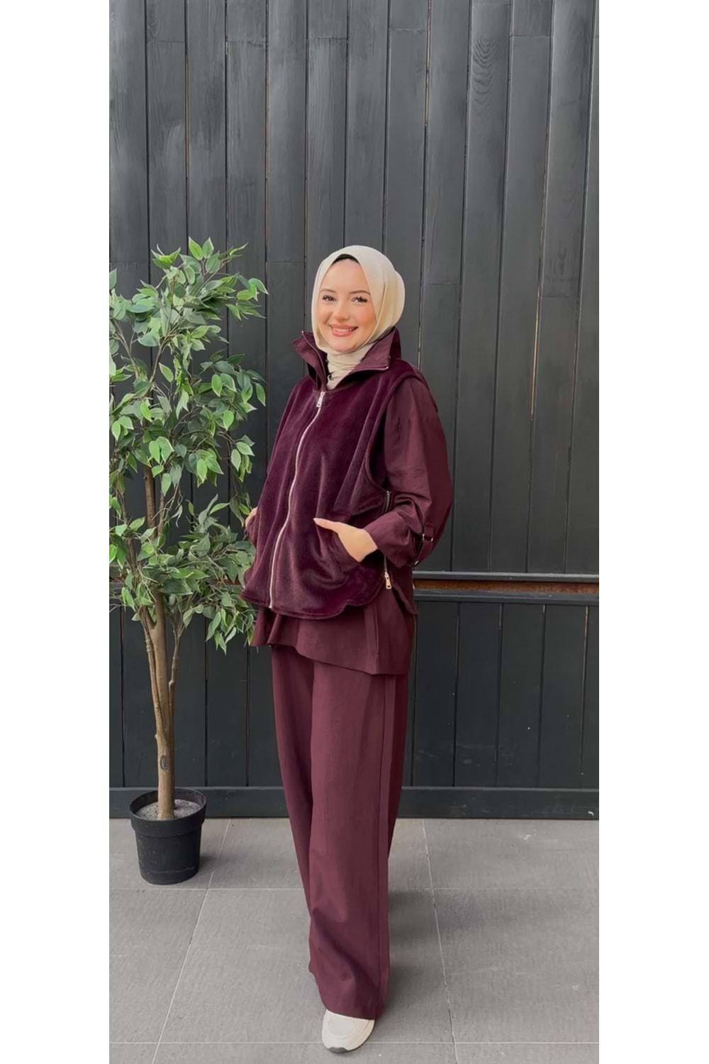 VELSOFT ÜÇLÜ YELEK TAKIM - MÜRDÜM - L-XL