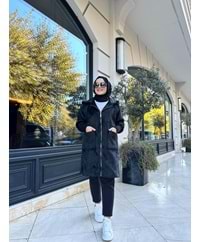 ANGORA FERMUARLI KABAN - SİYAH - STD