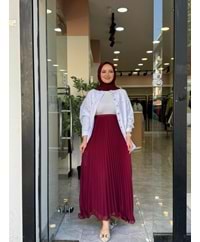 ŞİFON ETEK - BORDO - S-M