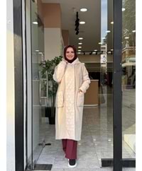 KAPÜŞONLU KAPİTONE ANGORA KABAN - KREM - 1