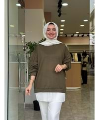 BASİC PİLELİ SWEAT - HAKİ YEŞİLİ - L-XL