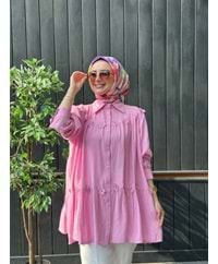 ÇİÇEK GÖMLEK - PEMBE - STD