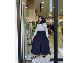 KREP PANTOLON ETEK - LACİVERT - 1