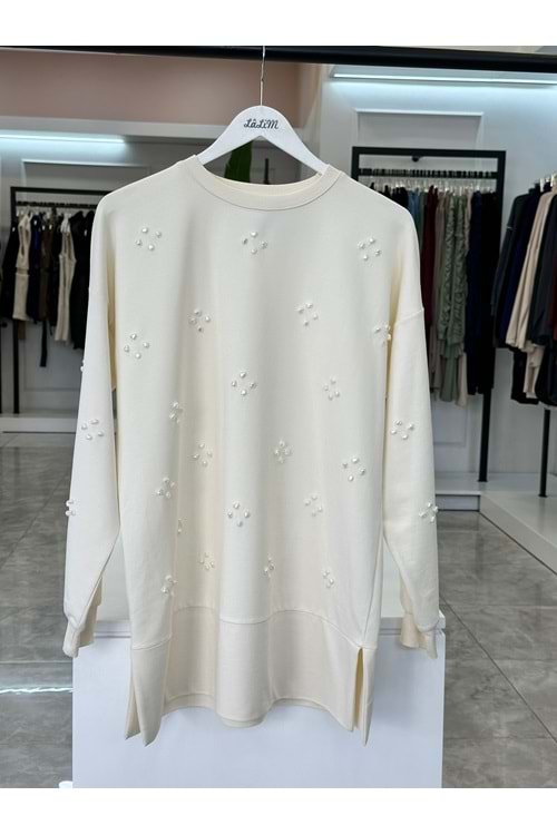 KALP İNCİ SWEAT - KREM - S-M