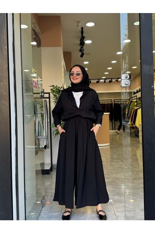 KREP PANTOLON ETEK - SİYAH - 2