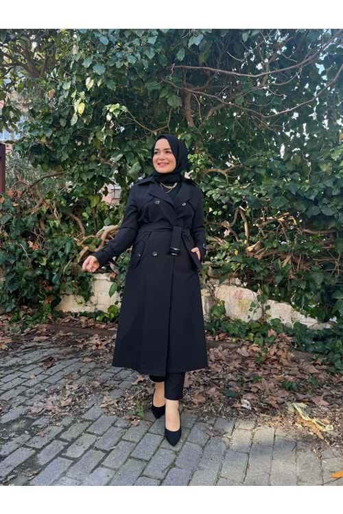 TRENCHKOT - SİYAH - 46