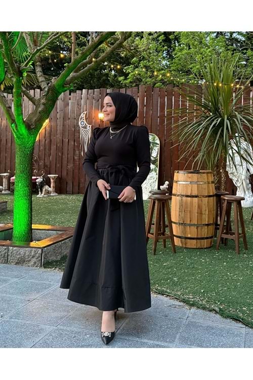 TAFTA ELBİSE - SİYAH - 1