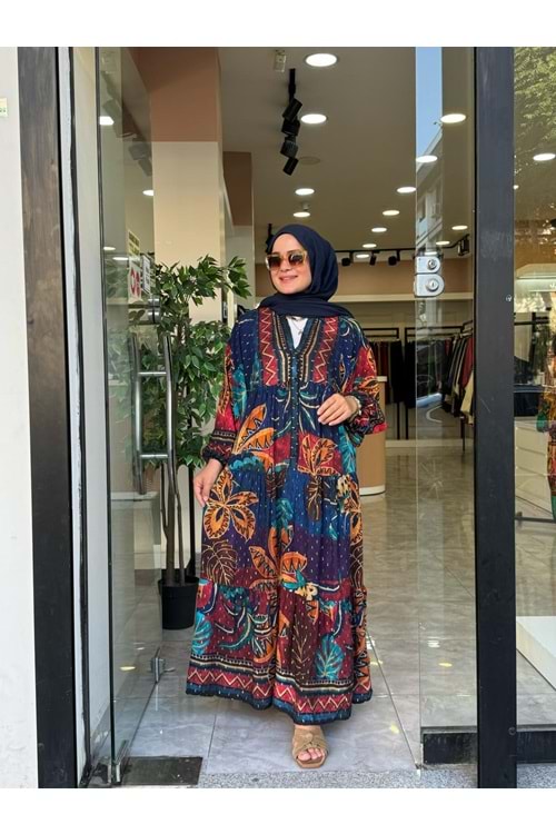 ETNİK ELBİSE - LACİVERT - 1