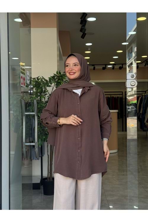 NARİN GÖMLEK - KAHVERENGİ - 42