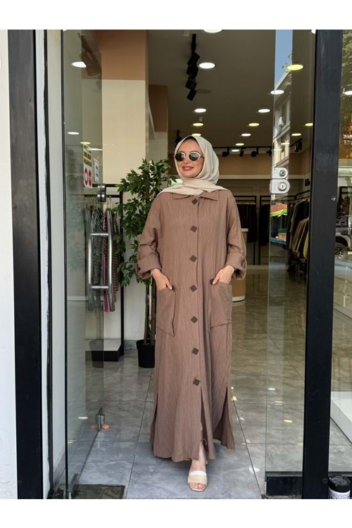 YASMİN UZUN KAP - KAHVERENGİ - S-M