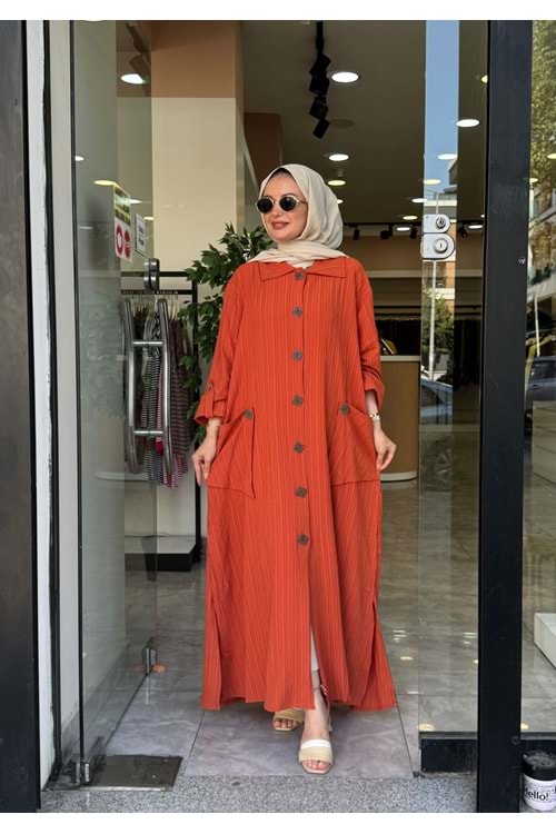 YASMİN UZUN KAP - KİREMİT - L-XL