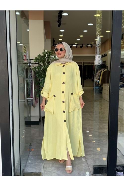 YASMİN UZUN KAP - SARI - S-M
