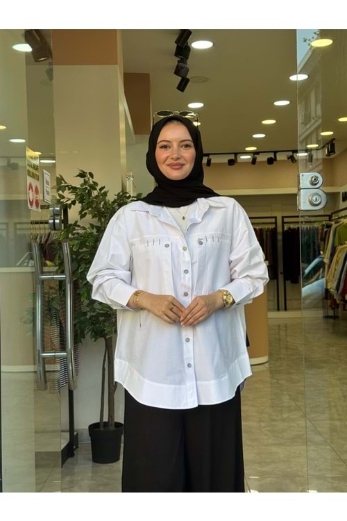 POPLİN GÖMLEK - BEYAZ - L-XL