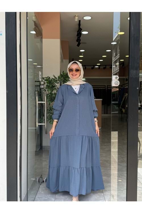 TENSEL ELBİSE - BUZ MAVİSİ - 38