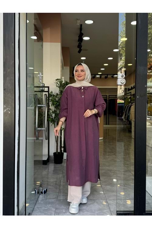 UZUN TENSEL GÖMLEK - MÜRDÜM - S-M