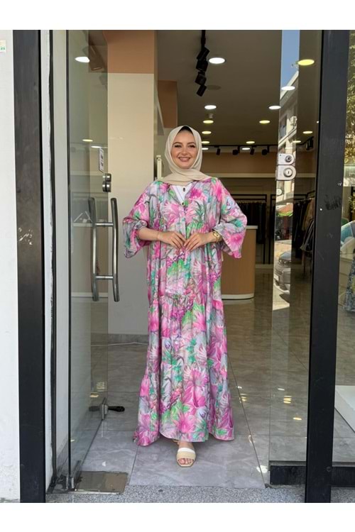 BAHAR ELBİSE - PEMBE-YEŞİL - 1