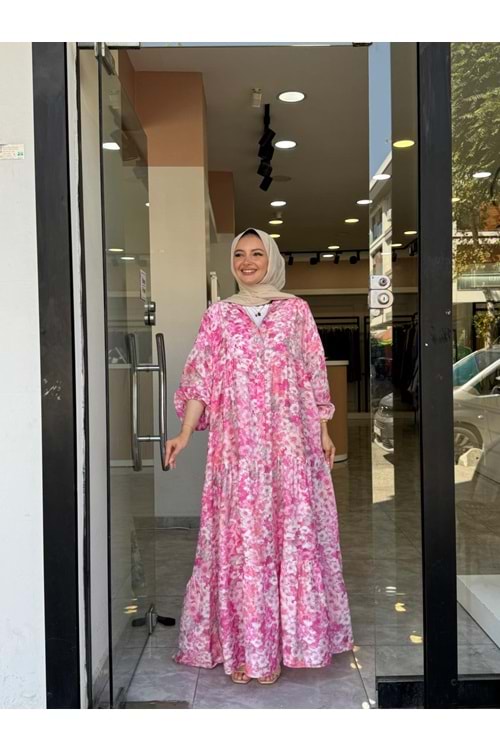 ÇİÇEK ELBİSE - PEMBE - 2