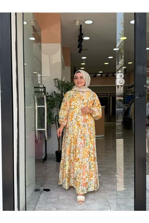 ÇİÇEK ELBİSE - SARI - 2
