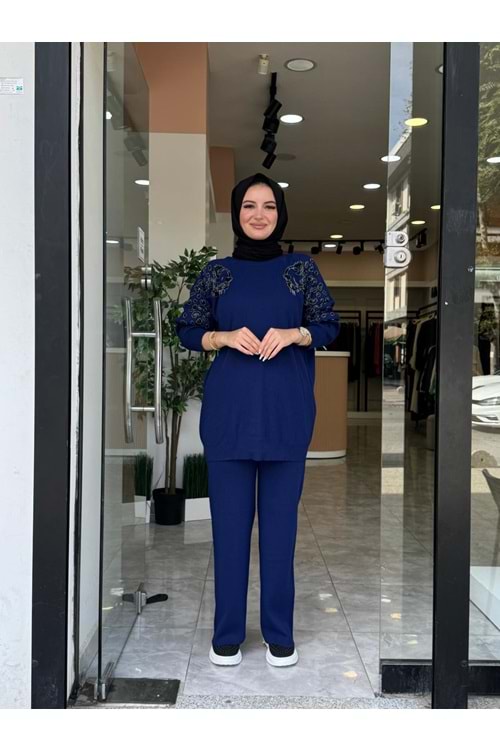 BONCUK İŞLEME TAKIM - SAKS MAVİSİ - STD