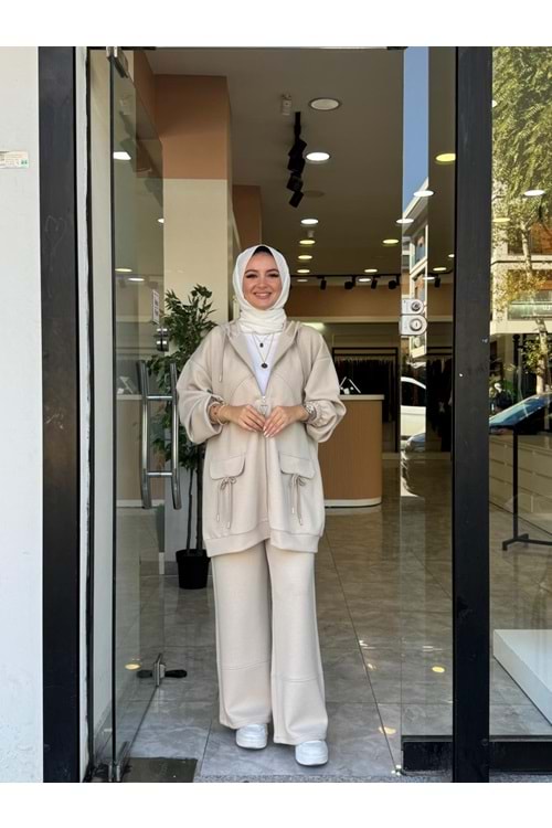 KURDELE TAKIM - KREM - L-XL