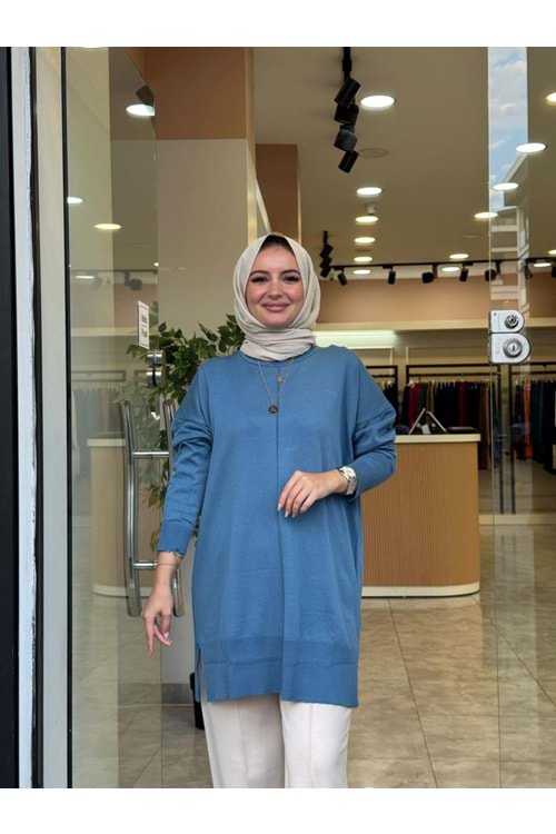 NİSA TRİKO TUNİK - İNDİGO MAVİ - STD