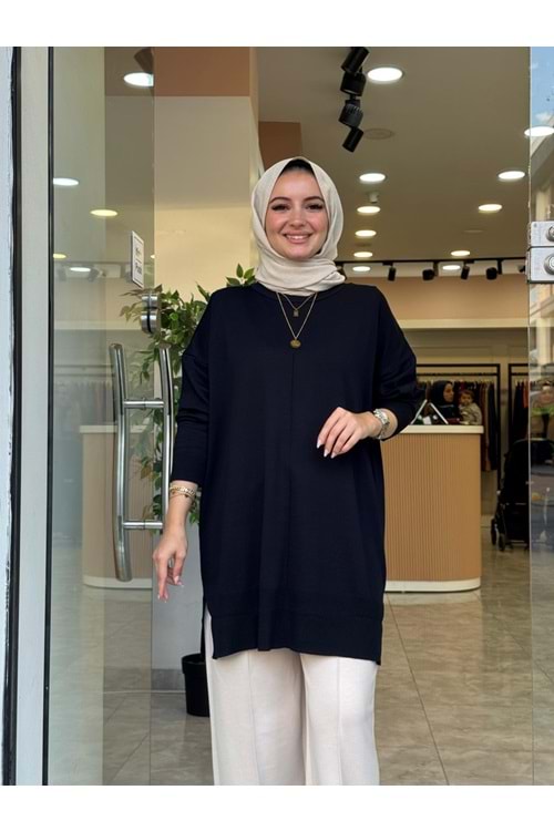 NİSA TRİKO TUNİK - KOYU LACİVERT - STD