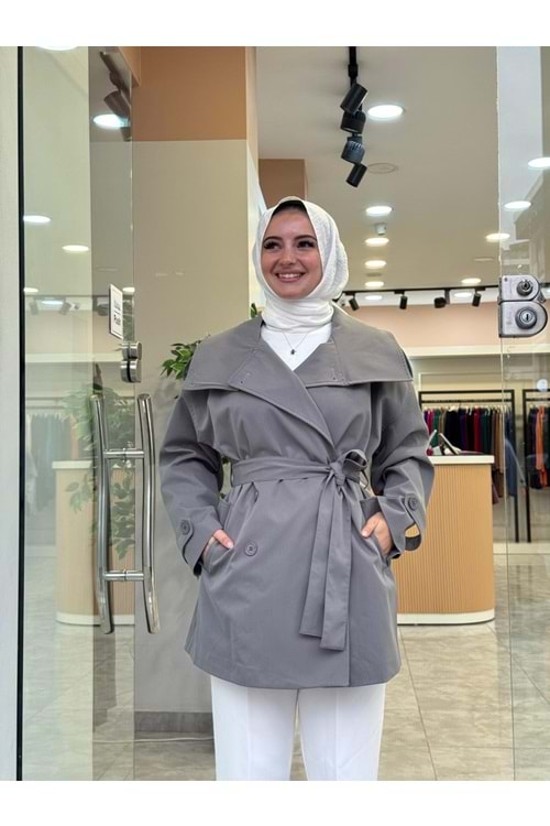 KISA TRENCH - GRİ - STD