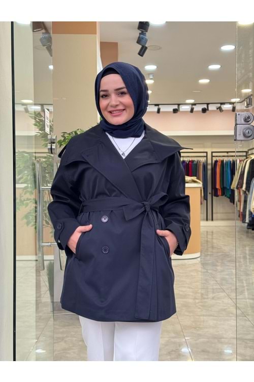 KISA TRENCH - LACİVERT - STD