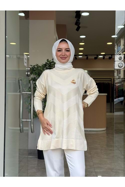 ZİKZAK TUNİK - KREM - STD
