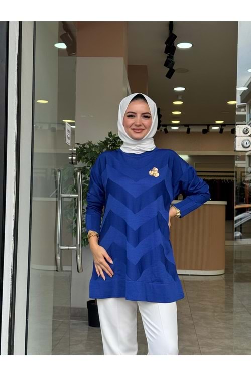 ZİKZAK TUNİK - SAKS MAVİSİ - STD
