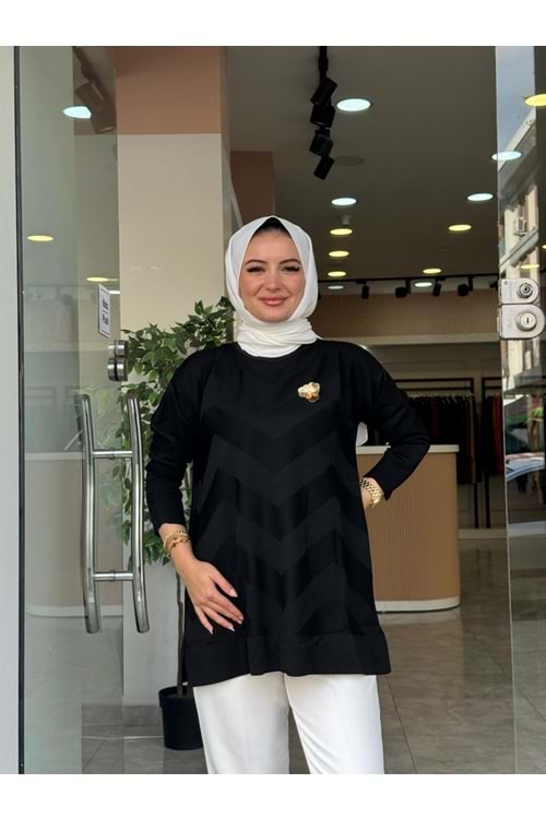ZİKZAK TUNİK - SİYAH - STD