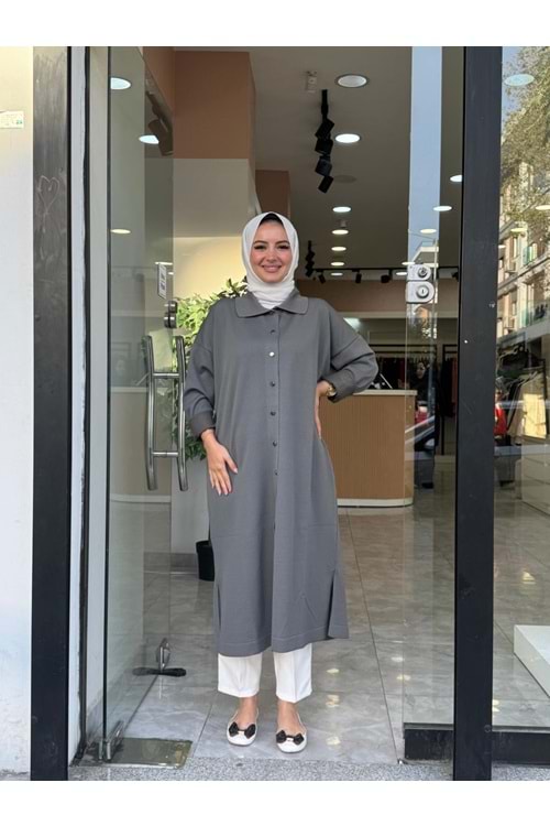 UZUN MERSERİZE HIRKA - GRİ - STD