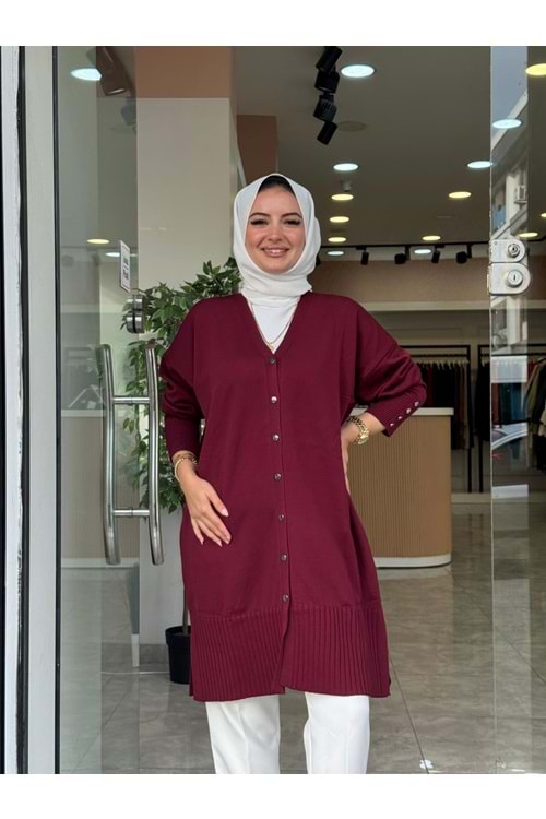 KISA MERSERİZE HIRKA - BORDO - STD