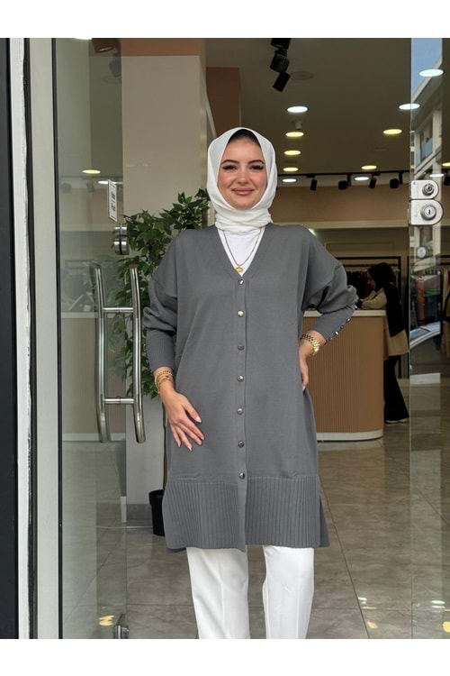 KISA MERSERİZE HIRKA - GRİ - STD