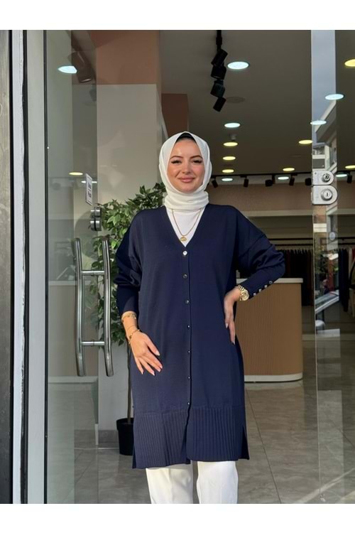 KISA MERSERİZE HIRKA - LACİVERT - STD