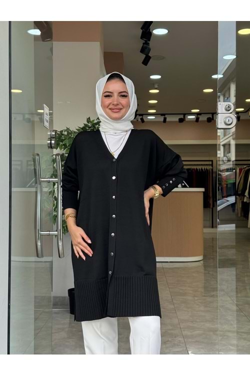KISA MERSERİZE HIRKA - SİYAH - STD