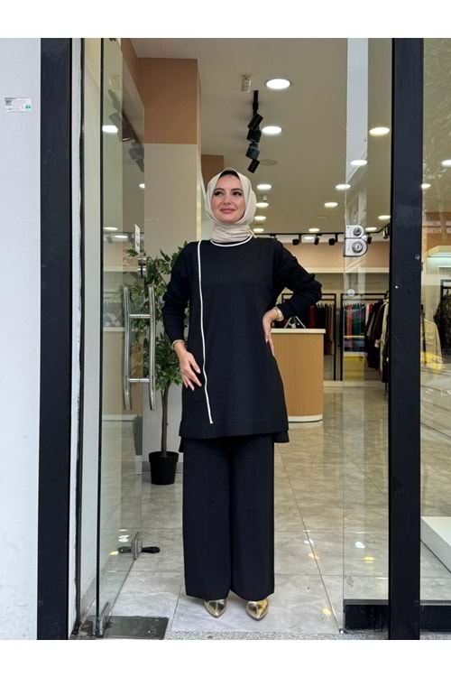 ÇİZGİ YIRTMAÇ TAKIM - SİYAH - STD