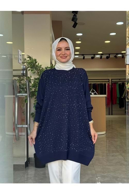 PULLU TUNİK - LACİVERT - STD