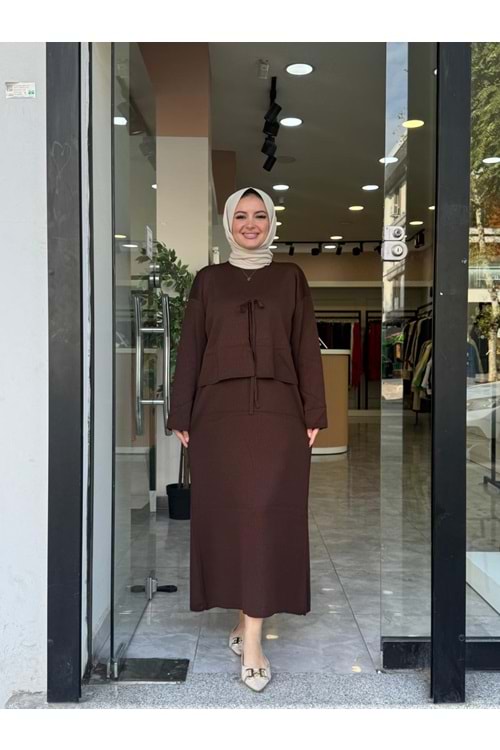 İKİLİ ELBİSE - KAHVERENGİ - STD