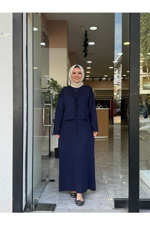 İKİLİ ELBİSE - LACİVERT - STD