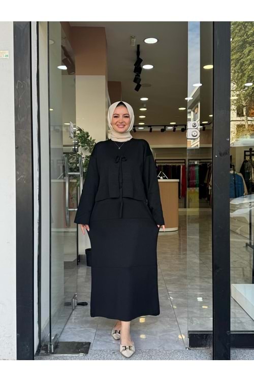 İKİLİ ELBİSE - SİYAH - STD