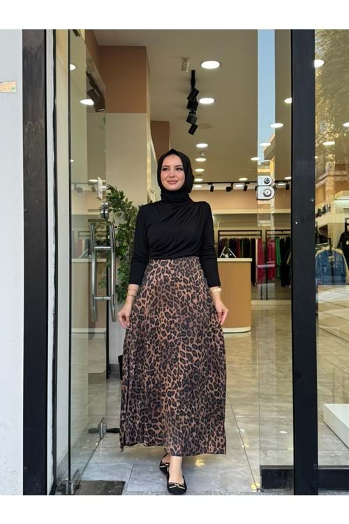 LEOPAR SATEN ETEK - KAHVERENGİ - 36