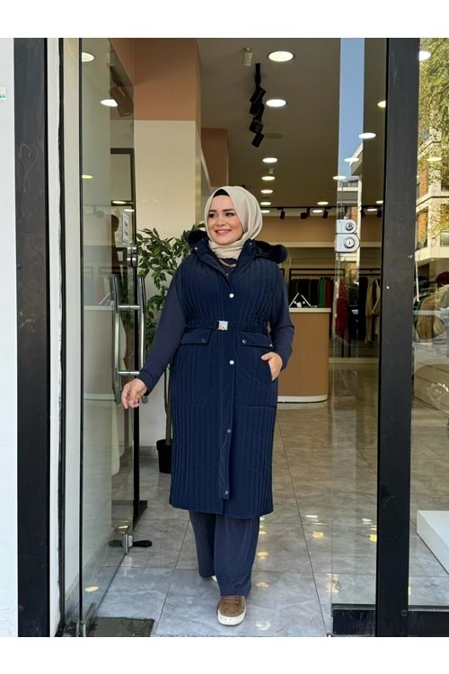 KAPÜŞONLU YELEK - LACİVERT - 40