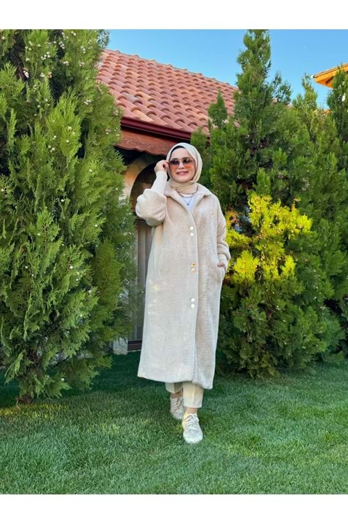 ANGORA UZUN DÜĞMELİ KABAN - CAMEL - 1