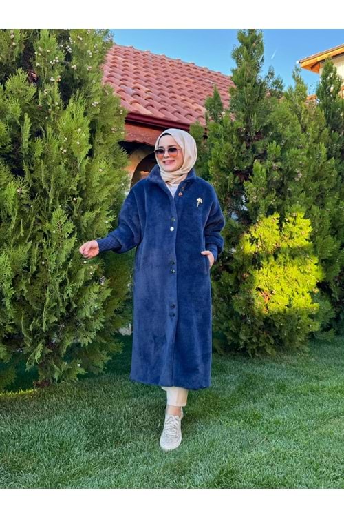 ANGORA UZUN DÜĞMELİ KABAN - LACİVERT - 1